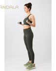 Mandala Monoprinted Tights - moss