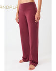 yogahose gerader weiter Schnitt rot von mandala aus tencel