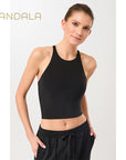 Mandala Cross Top - black