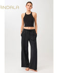 Mandala Cross Top - black