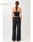 Mandala Cross Top - black