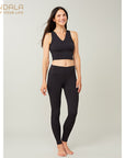 Mandala V-Neck Top - black