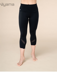 Niyama Leggings ¾ Mesh Yoga Leggings Capri - schwarz